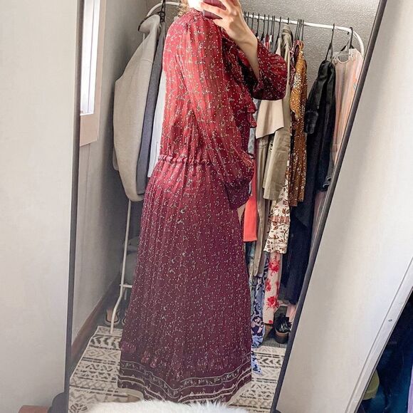 Paris Atelier & Other Stories Peasant Maxi Dress Satin Ruffle 8 - Picture 4 of 7